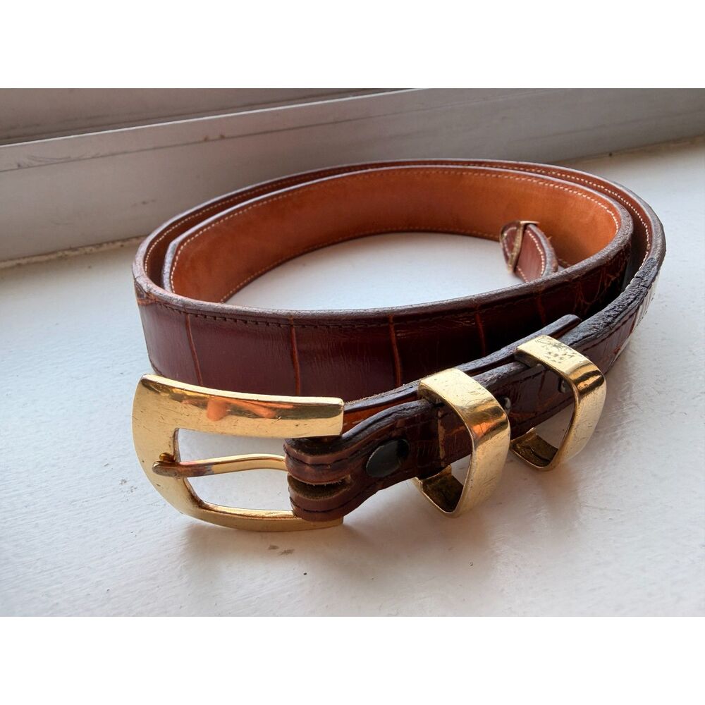 Alexander's Gold/Sterling Ranger Belt - Circa 1995 - Alligator Size 34-36